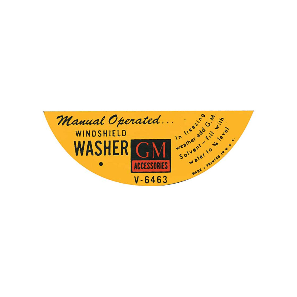 1957 Chevrolet Impala/Caprice/Bel Air DC0107 MANUAL WINDSHIELD WASHER LID DECAL | DC1878P