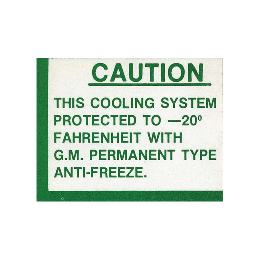 1961 Chevrolet Impala/Caprice/Bel Air DC0138 CAUTION COOLING SYSTEM DECAL | DC1883P