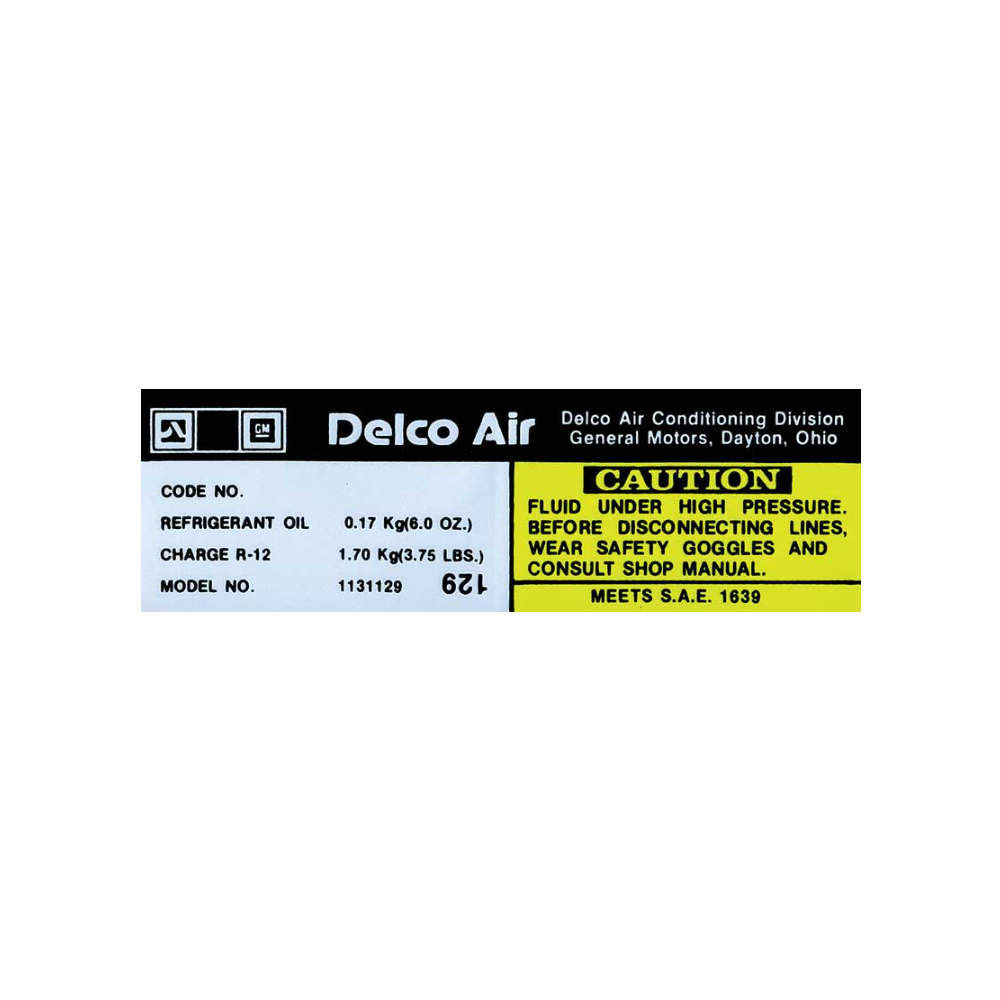 1978 Chevrolet Impala/Caprice/Bel Air DC0980 DELCO AIR CONDITIONER COMPRESSOR DECAL | DC1932P