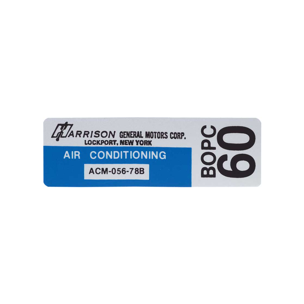 1978 Chevrolet Impala/Caprice/Bel Air DC1060 AIR CONDITIONER HARRISON EVAPORATOR BOX DECAL | DC1933P