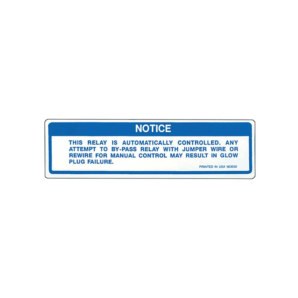 1983 Chevrolet Impala/Caprice/Bel Air DC1040 DIESEL GLOW PLUG CAUTION DECAL | DC1940P