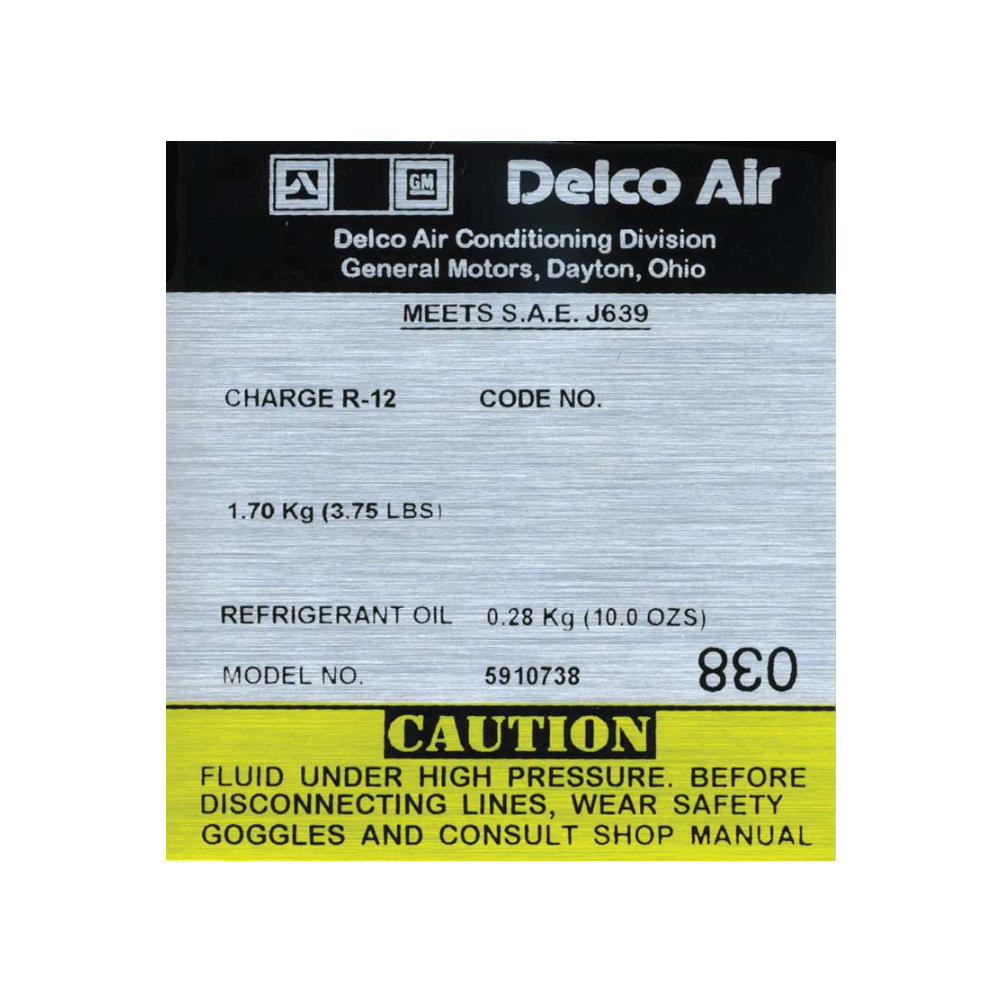 1981 Chevrolet Impala/Caprice/Bel Air DC0943 DELCO AIR CONDITIONER COMPRESSOR DECAL | DC1941P