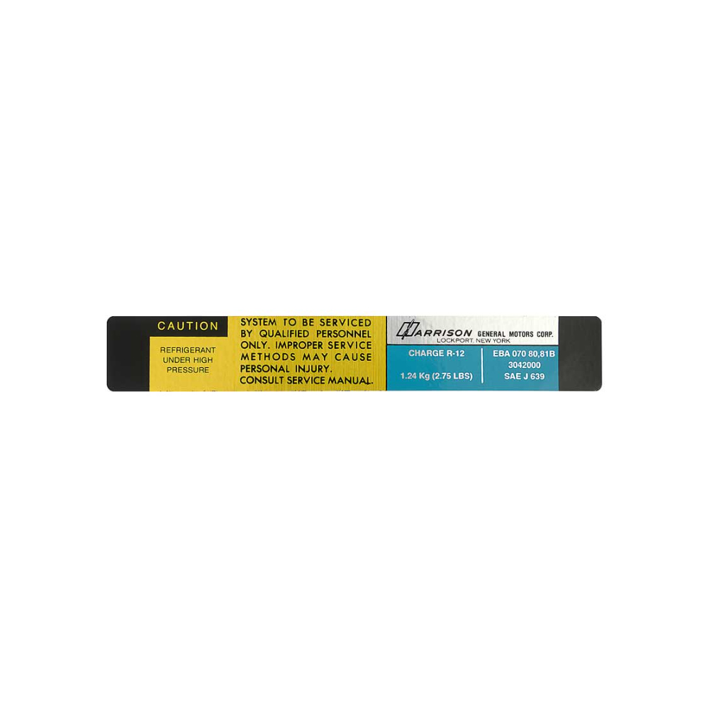 1982 Chevrolet Impala/Caprice/Bel Air DC1238 AIR CONDITIONER HARRISON EVAPORATOR BOX DECAL | DC1944P