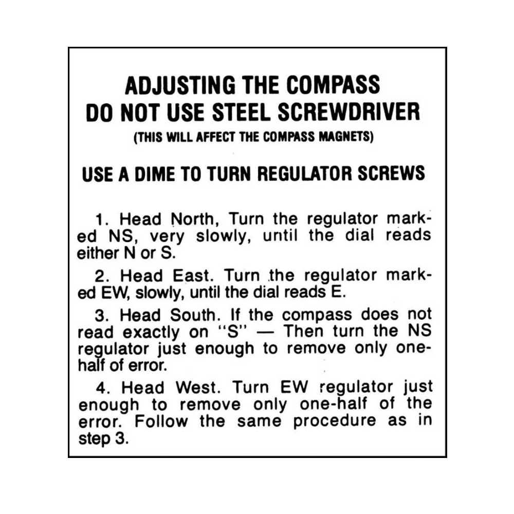 1942 Chevrolet Impala/Caprice/Bel Air DC0393 COMPASS INSTRUCTION GLOVE BOX DECAL | DC2065P