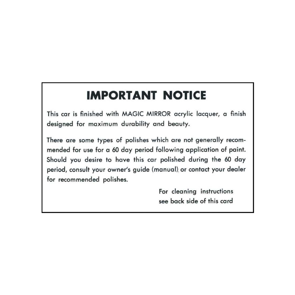 1956 Chevrolet Impala/Caprice/Bel Air DC0083 LACQUER PAINT INSTRUCTION CARD | DC2073P