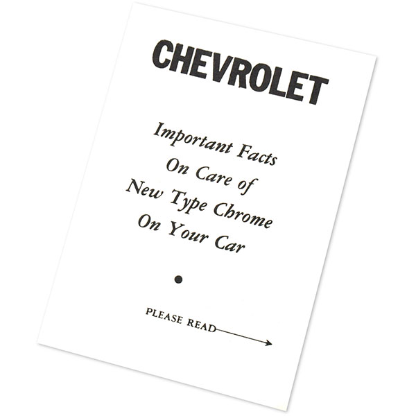 1954 Chevrolet Impala/Caprice/Bel Air CHROME CARE INSTRUCTION FOLDER EACH | DC0060
