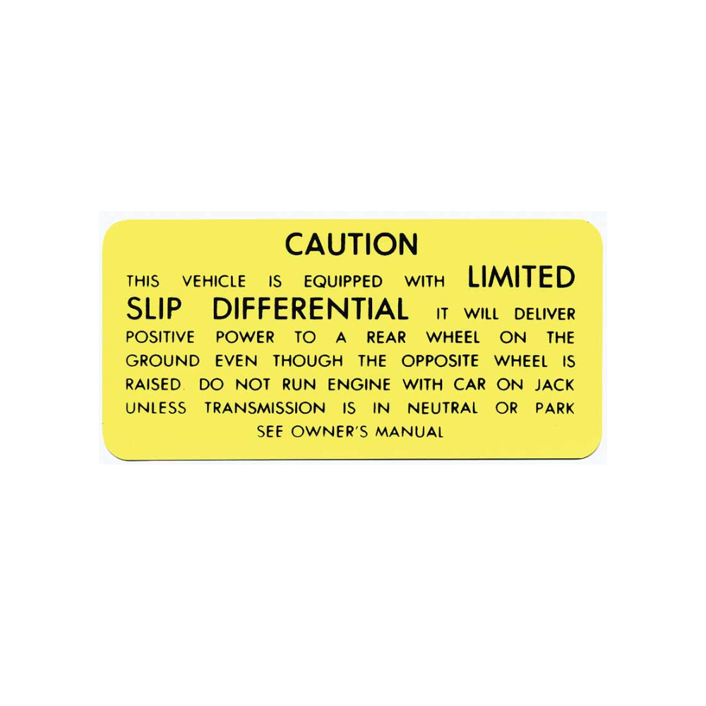 1973 Chevrolet Impala/Caprice/Bel Air POSITRACTION / LIMITED SLIP WARNING DECAL (CANADA) (DC0730) | DC2176P