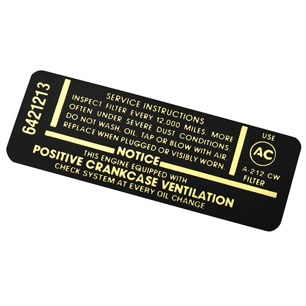1966 Chevrolet Chevelle/Malibu 396/325 AIR CLNR SERVICE INST DECAL (DC0771) 6421213 | DC1944C