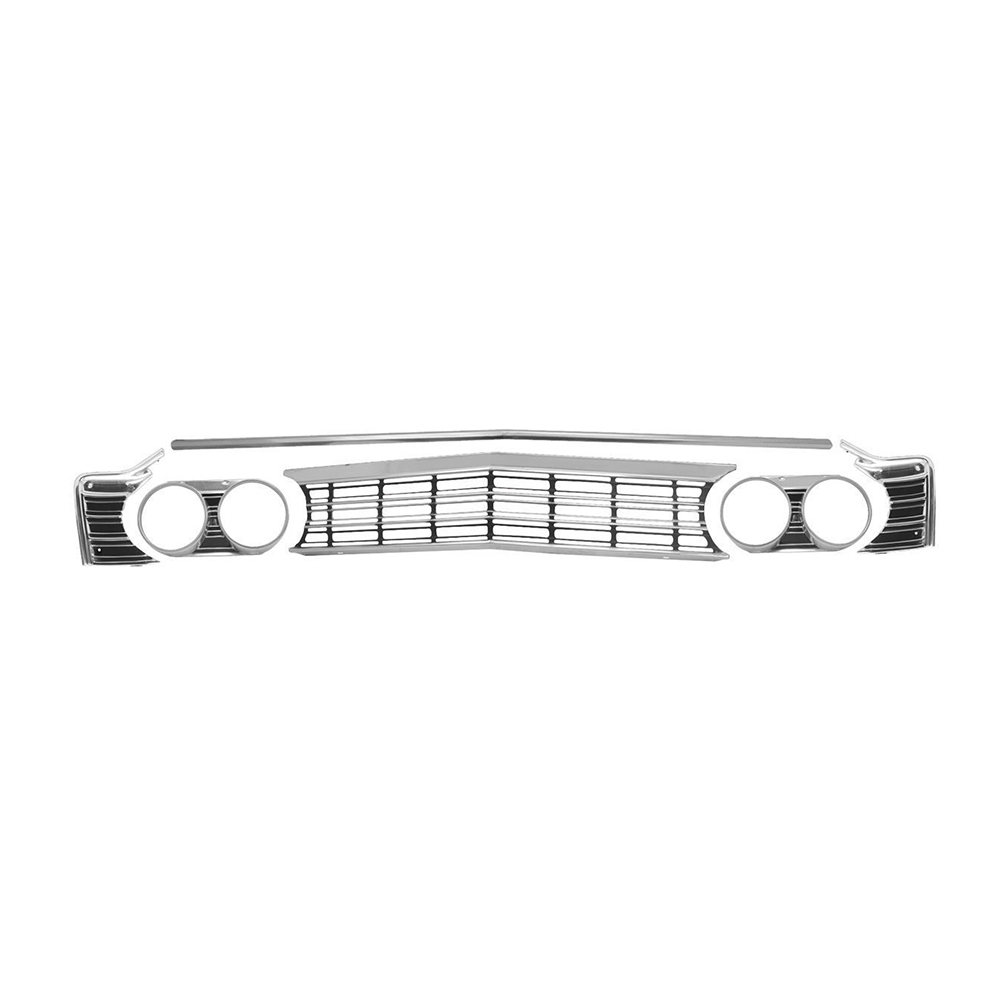 1967 Chevrolet El Camino COMPLETE (SS) GRILLE KIT INCLUDES GRILLE, HEADLAMP BEZELS, OUTER GRILLE EXTENSIONS, HOOD MOLDING | GH1242V