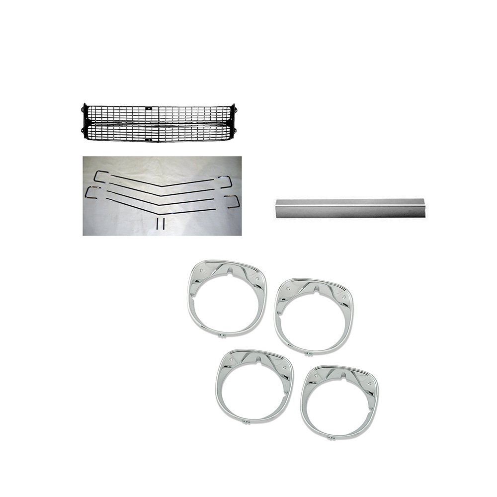 1970 Chevrolet Chevelle/Malibu COMPLETE GRILLE KIT WITH HEADLAMP BEZELS (INCLUDES BLACK GRILLE, HORIZONTAL GRILLE MOLDINGS, | GH1248V