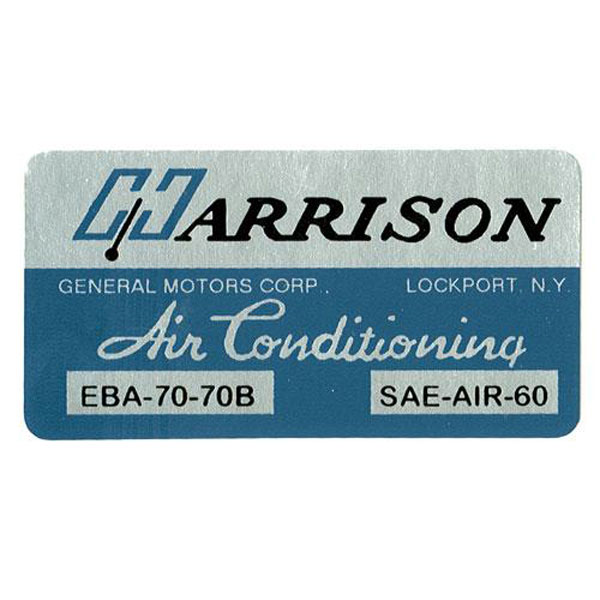 1970 Chevrolet Chevelle/Malibu HARRISON AIR CONDITIONING EVAPORATOR BOX DECAL EBA-70-70B EACH | DC0551