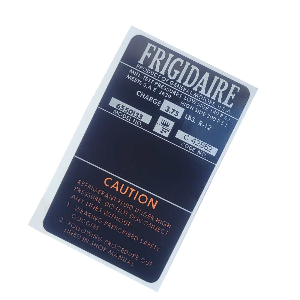 1964 Chevrolet El Camino FRIGIDAIRE AIR COND. COMPRESSOR DECAL - CORRECT STYLE | DC2151V