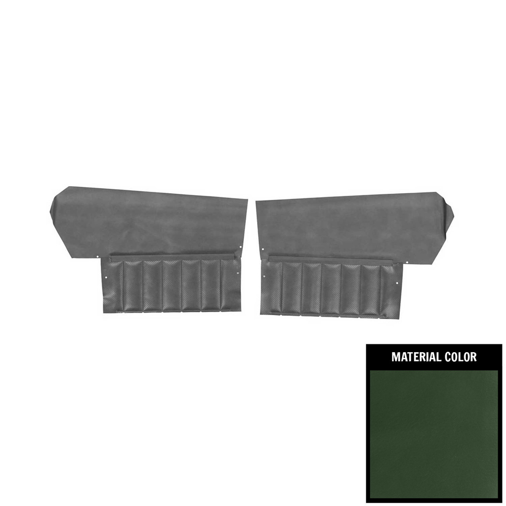 1972 Buick Skylark/GS/Regal/GN REAR QUARTER TRIM PANELS CUSTOM WITH HORIZONTAL ACCENT BANDS & VERTICAL PLEATS (PUI UNASSEMBLED) CONVERTIBLE DARK GREEN - PR | IN6469S