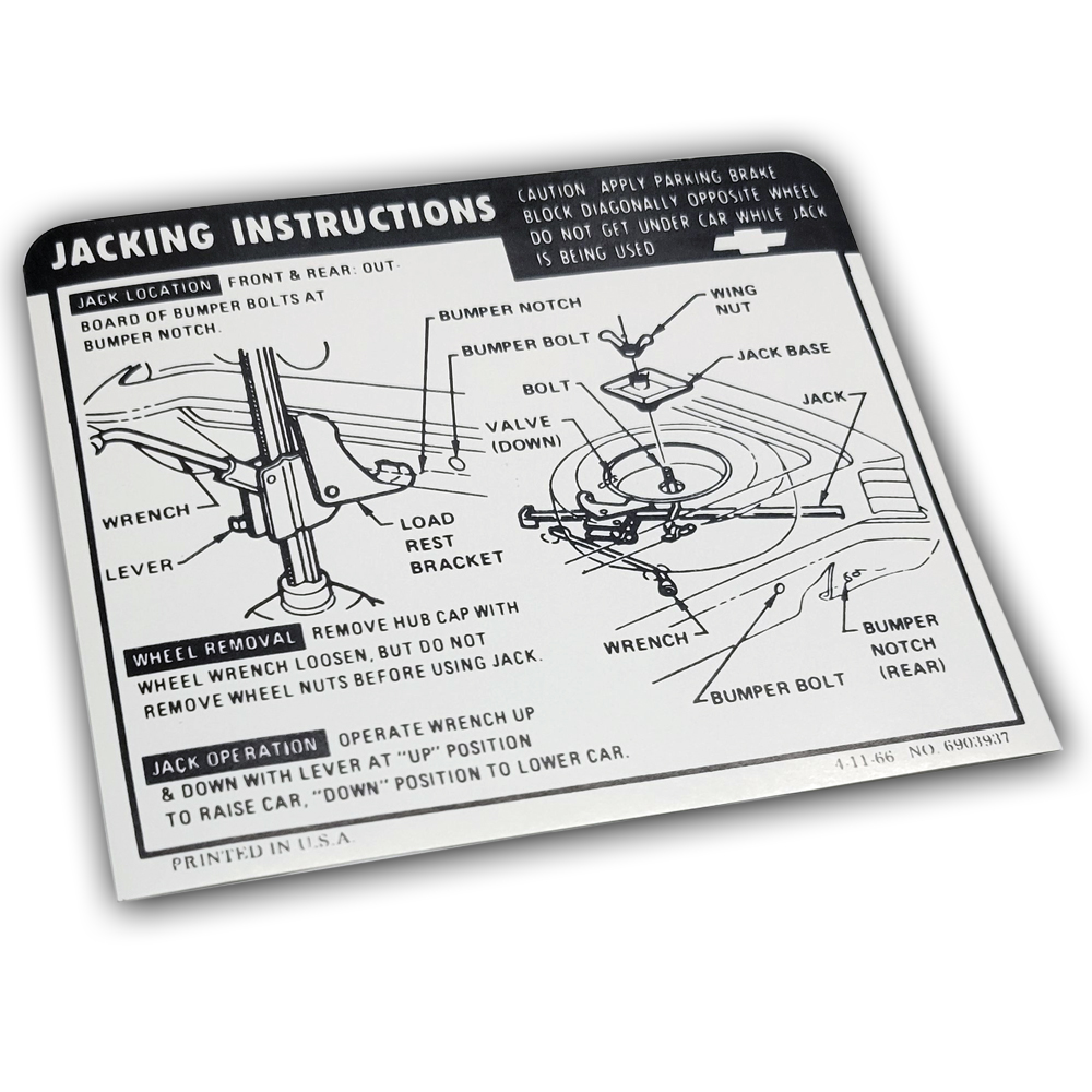 1967 Chevrolet Chevelle/Malibu JACK INSTRUCTION REGULAR 6903937 (DC0121) | DC2237V