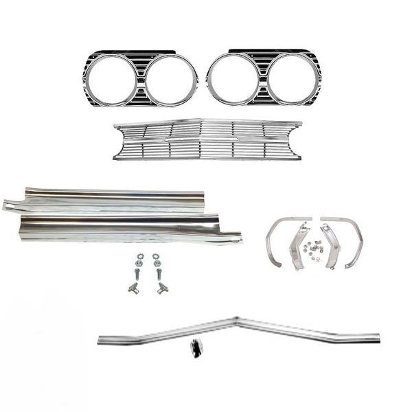 1965 Chevrolet El Camino COMPLETE GRILLE KIT - INCLUDES GRILLE, HEADLAMP BEZELS, BELOW HEADLAMP MOLDINGS, EYEBROW MOLDINGS & HOOD MOLDING | GH1239V