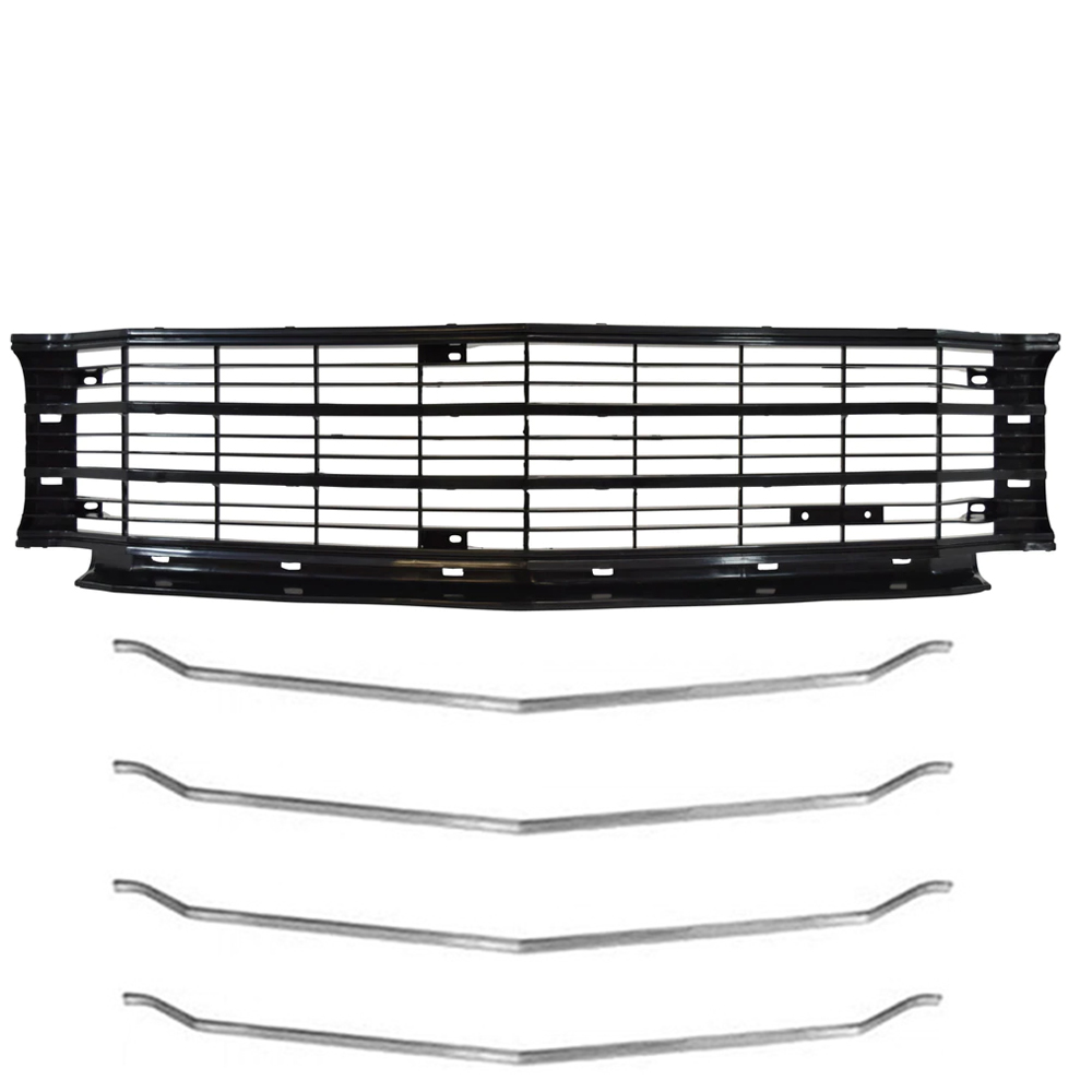 1972 Chevrolet El Camino COMPLETE (MALIBU OR SS) GRILLE KIT, INCLUDES GRILLE AND 4PC GRILLE MOLDINGS (1UPPER, 1 LOWER & 2 CENTER MOLDINGS) | GH1253V