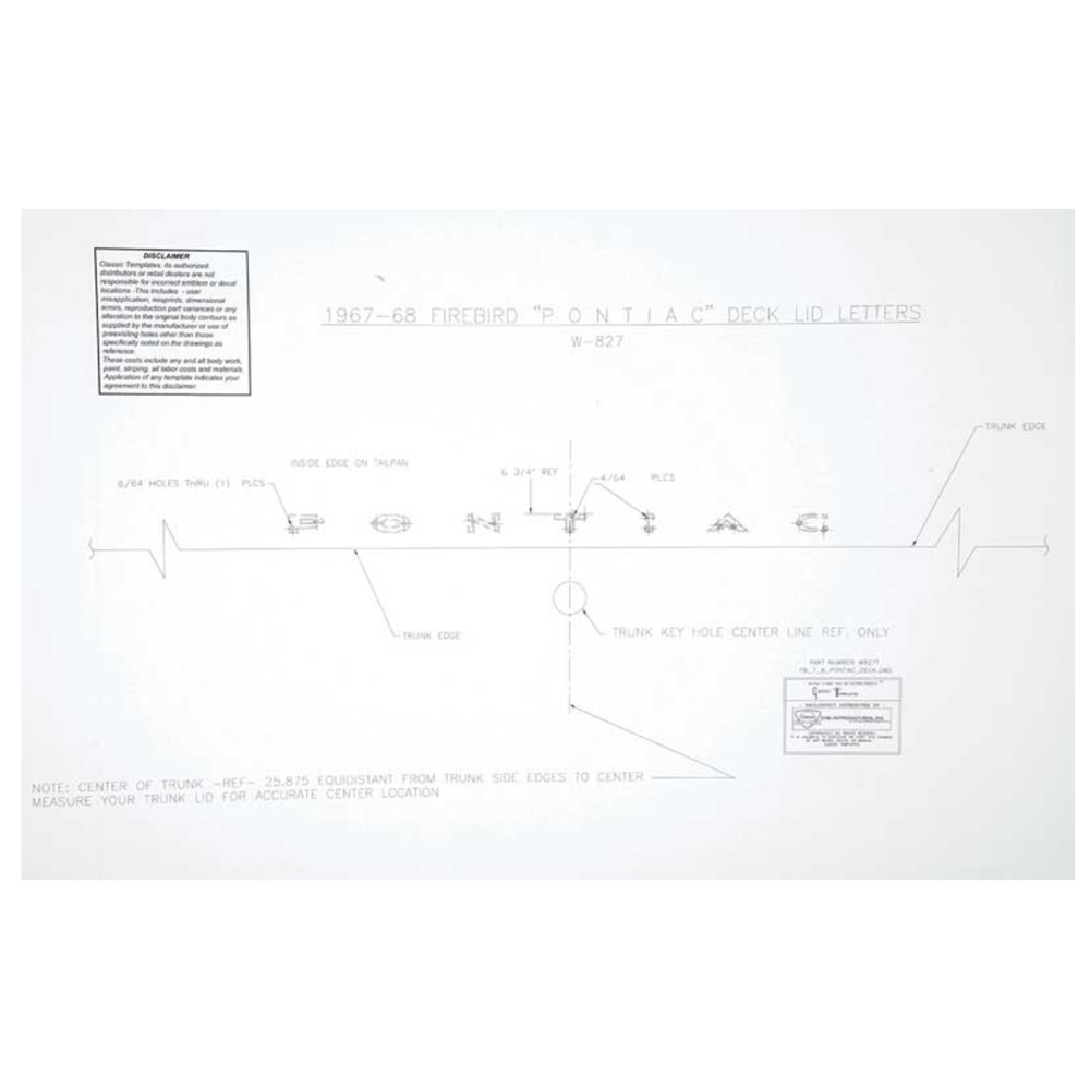 1967 Pontiac Firebird/TransAm DECKLID EMBLEM TEMPLATE (P-O-N-T-I-A-C) | EM5305F