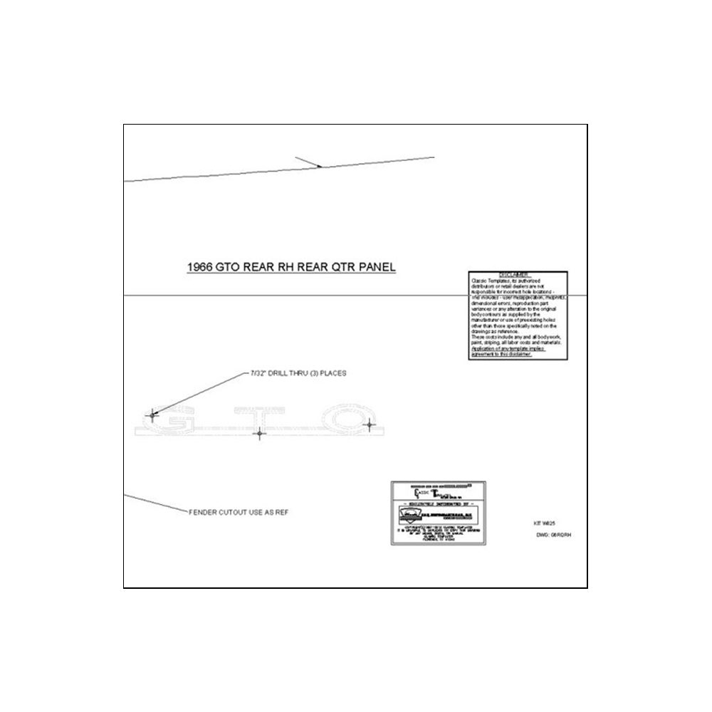 1966 Pontiac GTO/LeMans/Tempest QUARTER PANEL EMBLEM TEMPLATE (GTO) | EM4739G