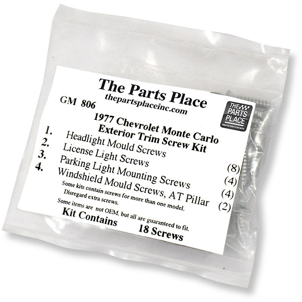 1977 Chevrolet Monte Carlo EXTERIOR SCREW KIT (806) | GM806