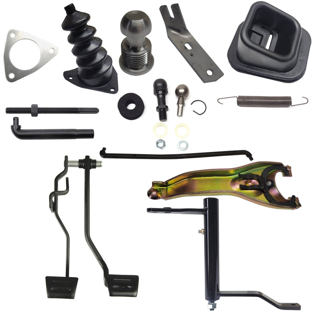 1970 Chevrolet Monte Carlo 4-SPEED CONVERSION KIT - KIT INCLUDES:  BRAKE AND CLUTCH PEDALS, Z-BAR, CLUTCH PEDAL PUSHROD, PEDAL PUSHROD BOOT & RETAINER, CLUTCH FORK BOOT, CLUTCH FORK, ADJUSTABLE CLUTCH FORK PUSHROD, CLUTCH FORK BALL, CLUTCH RETURN SPRING(S), Z-BAR FRAME BRACKET, Z-BAR HARDWARE KIT (CONTAINING AN ENGINE BALL STUD, FRAME SIDE BALL STUD, 1 RETAINER, 1 FELT WASHER, 2 NYLON BUSHINGS) | MT9648Z
