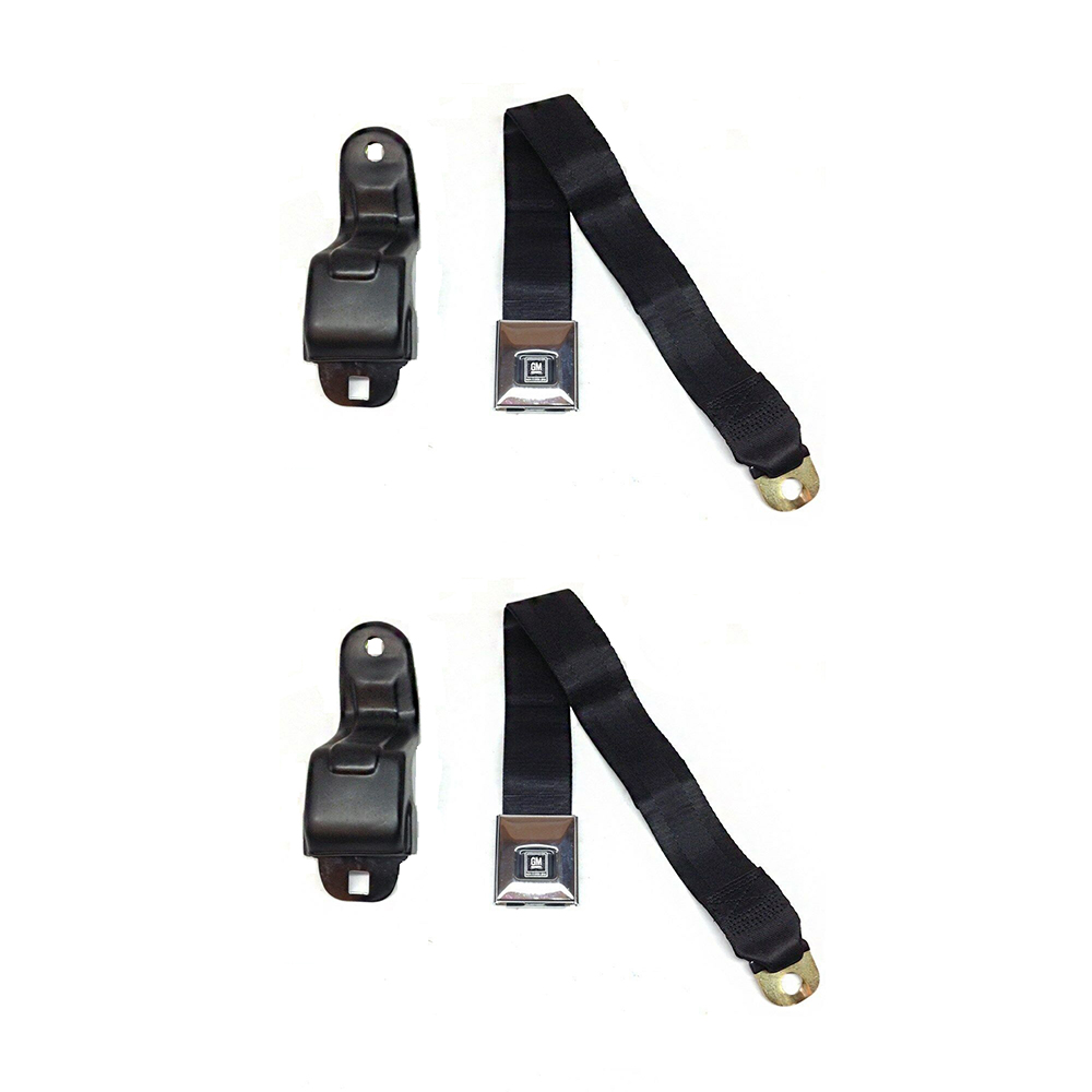 1969 Pontiac Firebird/TransAm ORIGINAL STYLE DELUXE BLACK FRONT SEAT BELT WITH STAINLESS BUCKLE AND RETRACTOR - PR | IN5328F