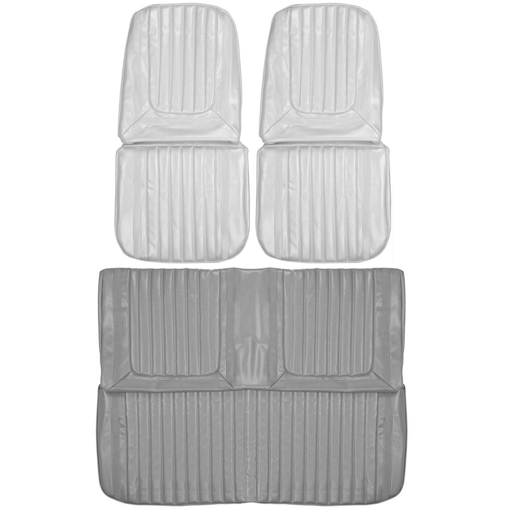 1969 Buick Skylark/GS/Regal/GN PUI SEAT COVERS (VERTICAL PLEATS WITH RAILROAD TRACK BORDER) - FRONT BUCKETS & REAR BENCH COMPLETE SET (CONVERTIBLE) | IN4723S