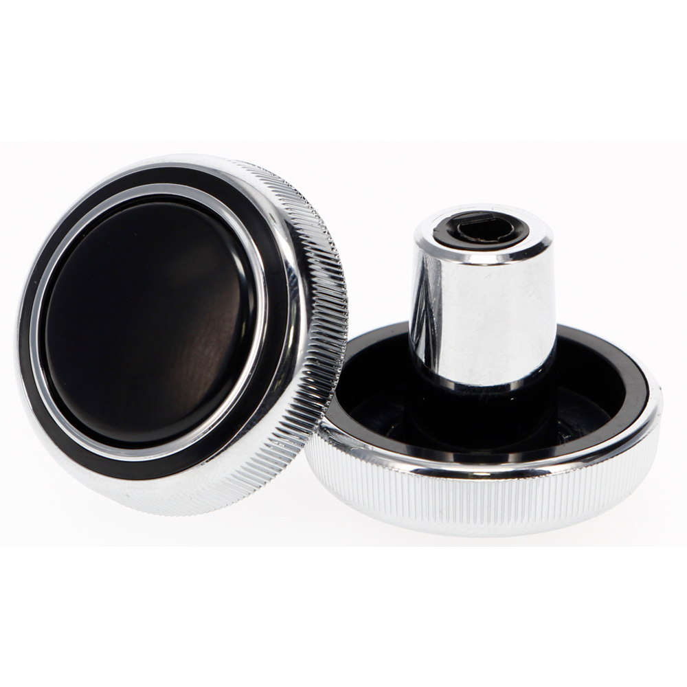 1970 Chevrolet El Camino VOLUME & TUNER RADIO KNOBS CHROME WITH BLACK CENTER (2 PIECES) SOLD AS A SET | RD5005C