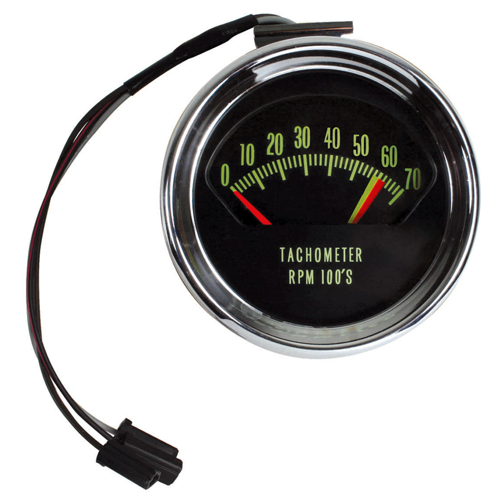 1966 Chevrolet Chevelle/Malibu KNEE KNOCKER TACH 7000 RPM - 6200 REDLINE (CHROME TACH HOUSING, LENS & TACH) | IN3388V