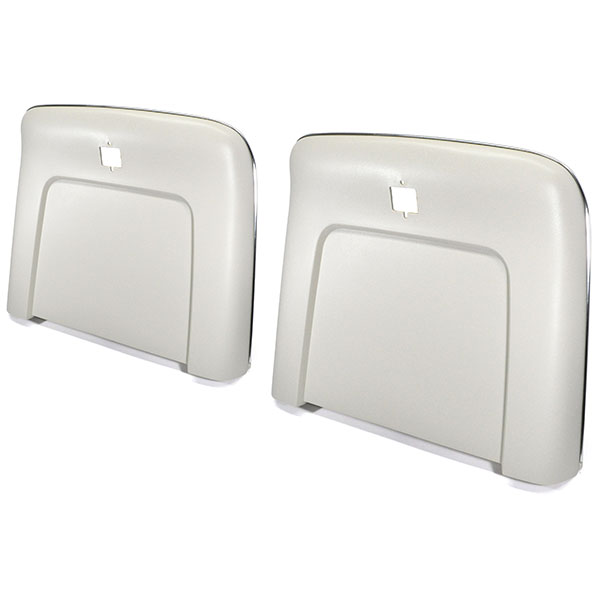 1972 Pontiac GTO/LeMans/Tempest PLASTIC BUCKET SEAT BACKS WITH CENTER BUTTON RELEASE HOLE - INJECTION MOLDED WITH MOLDED CHROME (WHITE) - PR | IN4395Z