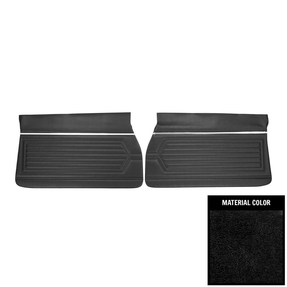 1971 Buick Skylark/GS/Regal/GN FRONT DOOR PANELS STANDARD WITH HORIZONTAL PLEATS (PUI UNASSEMBLED) BLACK - PR | IN5243S