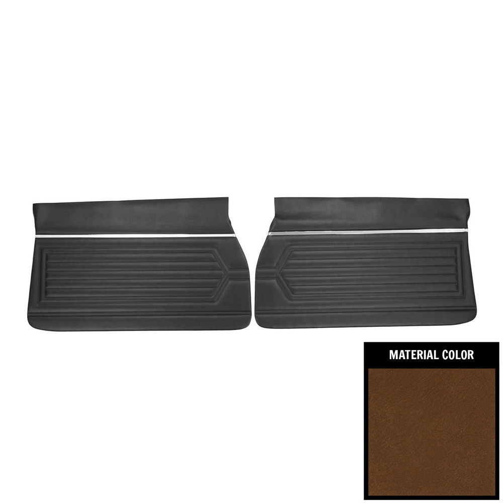1971 Buick Skylark/GS/Regal/GN FRONT DOOR PANELS STANDARD WITH HORIZONTAL PLEATS (PUI UNASSEMBLED) DARK SADDLE - PR | IN5246S