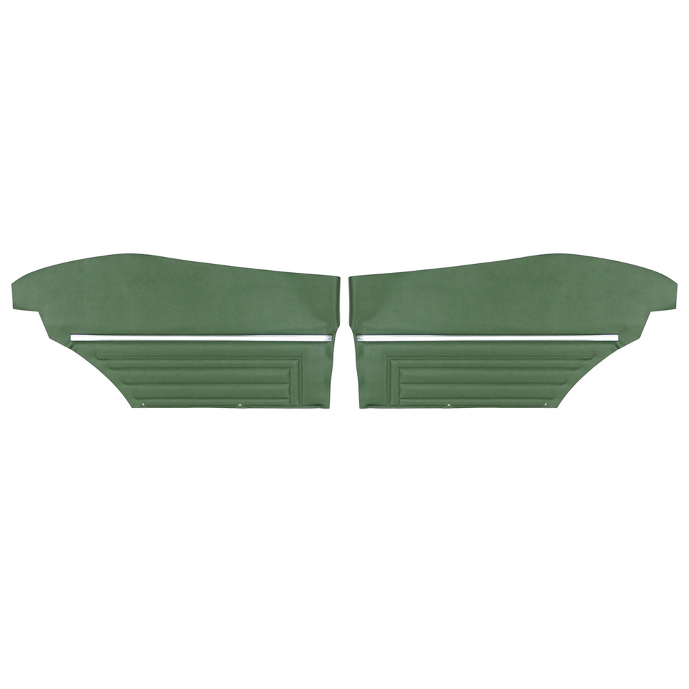 1971 Buick Skylark/GS/Regal/GN REAR QUARTER TRIM PANELS STANDARD WITH HORIZONTAL PLEATS COUPE  - FITS ALL 71 & 72 BENCH WITHOUT CENTER ARMREST MODELS ONLY (PUI UNASSEMBLED) DARK GREEN - PR | IN5294S