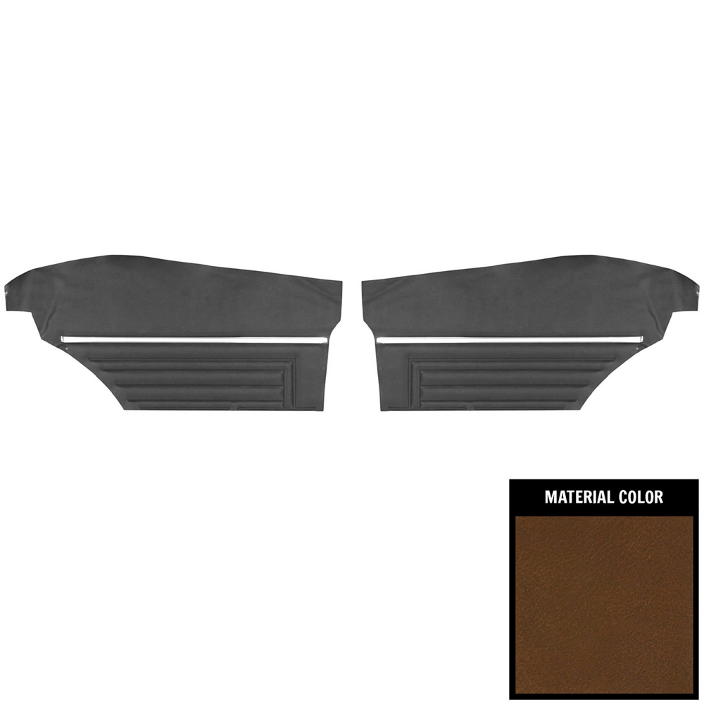 1972 Buick Skylark/GS/Regal/GN REAR QUARTER TRIM PANELS STANDARD WITH HORIZONTAL PLEATS COUPE  - FITS ALL 71 & 72 BENCH WITHOUT CENTER ARMREST MODELS ONLY (PUI UNASSEMBLED) DARK SADDLE - PR | IN5302S
