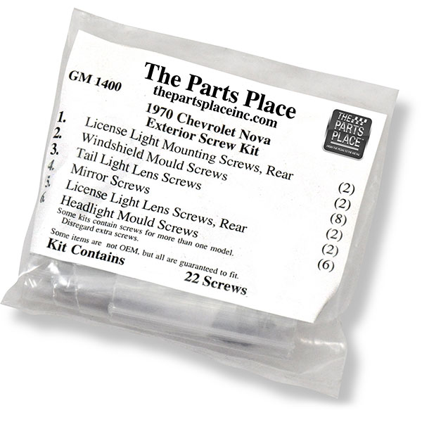 1970 Chevrolet Nova/Chevy II EXTERIOR SCREW KIT (1400) | GM1400