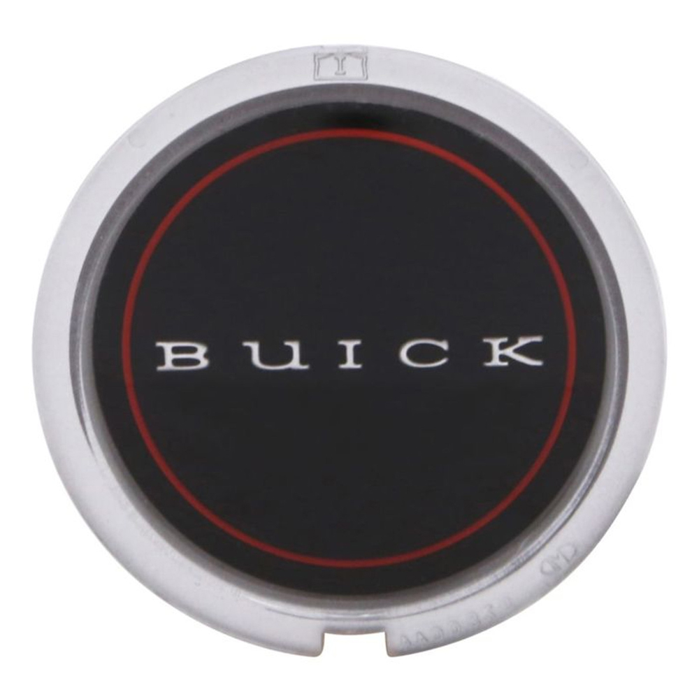 1979 Buick Skylark/GS/Regal/GN SPORT WHEEL HORN CAP EMBLEM (BUICK LETTERS IN MIDDLE) - FOR ALL 1967-79 BUICK 3 SPOKE CUSHION GRIP OR GSX STEERING WHEELS, AND ALSO 1967-69 WOOD STYLE STEERING WHEELS | ST5339S