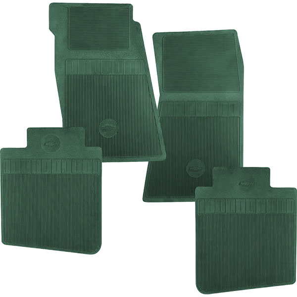 1969 Chevrolet Nova/Chevy II DARK GREEN BOW TIE FLOOR MAT 4 PIECE SET - RUBBER | IN6527C