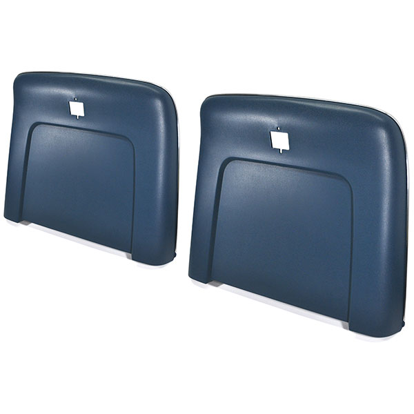 1970 Pontiac GTO/LeMans/Tempest PLASTIC BUCKET SEAT BACKS WITH CENTER BUTTON RELEASE HOLE - INJECTION MOLDED WITH MOLDED CHROME (MEDIUM BLUE) - PR | IN5666Z