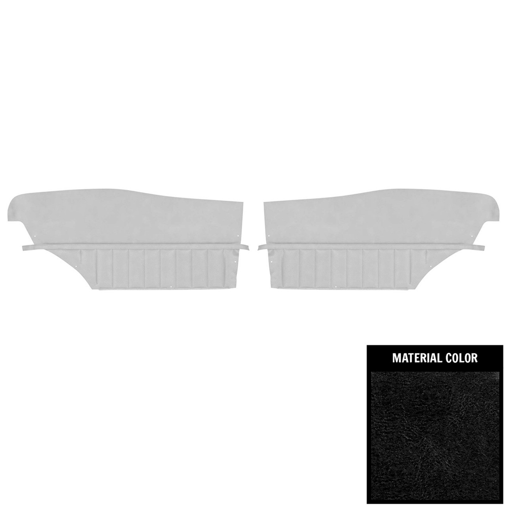 1972 Buick Skylark/GS/Regal/GN REAR QUARTER TRIM PANELS CUSTOM WITH HORIZONTAL ACCENT BANDS & VERTICAL PLEATS (PUI UNASSEMBLED) COUPE BLACK - PR | IN5480S