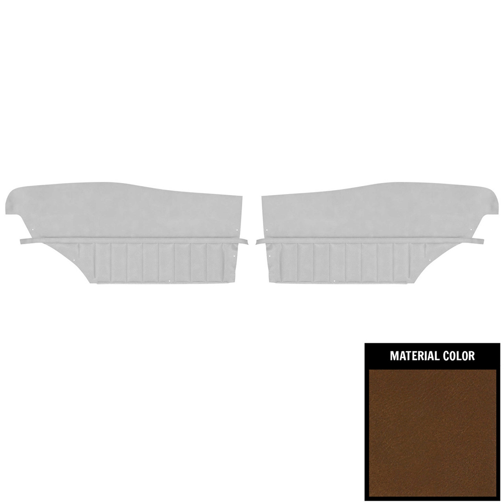 1972 Buick Skylark/GS/Regal/GN REAR QUARTER TRIM PANELS CUSTOM WITH HORIZONTAL ACCENT BANDS & VERTICAL PLEATS (PUI UNASSEMBLED) COUPE DARK SADDLE - PR | IN5485S