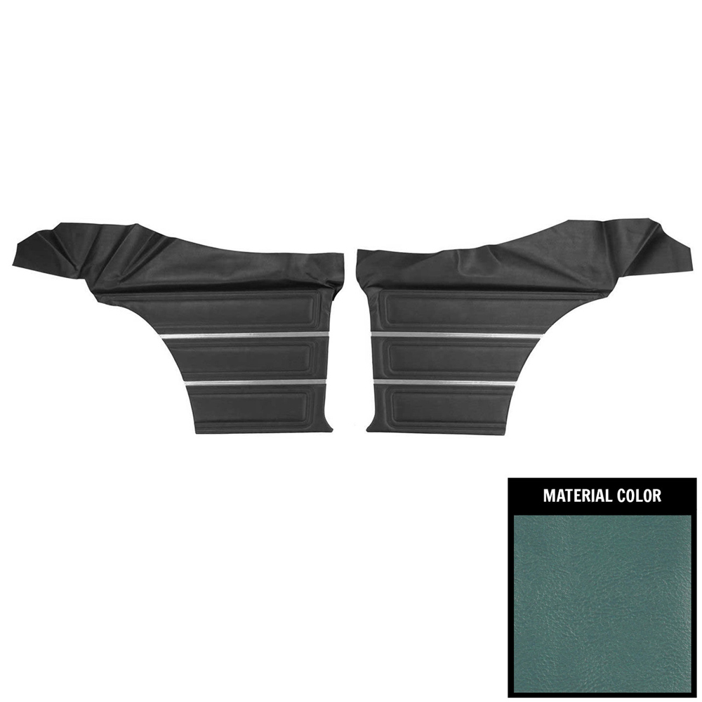 1969 Buick Skylark/GS/Regal/GN REAR QUARTER TRIM PANELS WITH 3 WIDE HORIZONTAL PLEATS FOR GS350 COUPE (PUI UNASSEMBLED) LIGHT BLUE - PR | IN5518S