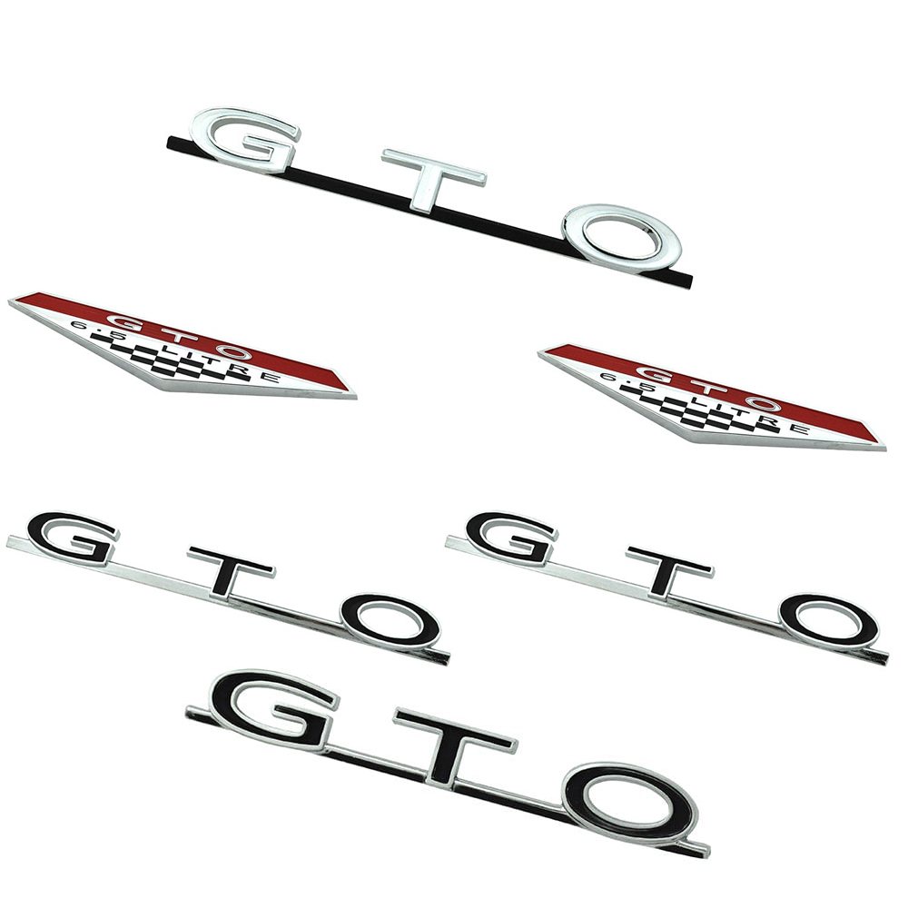 1966 Pontiac GTO/LeMans/Tempest EMBLEM KIT (GRILLE FENDER QUARTER TRUNK) - 1 GTO GRILLE EMBLEM, 2 6.5 FENDER EMBLEMS, 2 GTO QUARTER EMBLEMS AND 1 GTO TRUNK LID EMBLEM | EM6813G