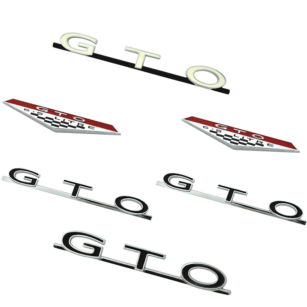 1967 Pontiac GTO/LeMans/Tempest EMBLEM KIT (GRILLE FENDER QUARTER TRUNK) - 1 GTO GRILLE EMBLEM, 2 6.5 FENDER EMBLEMS, 2 GTO QUARTER EMBLEMS AND 1 GTO TRUNK LID EMBLEM | EM6814G