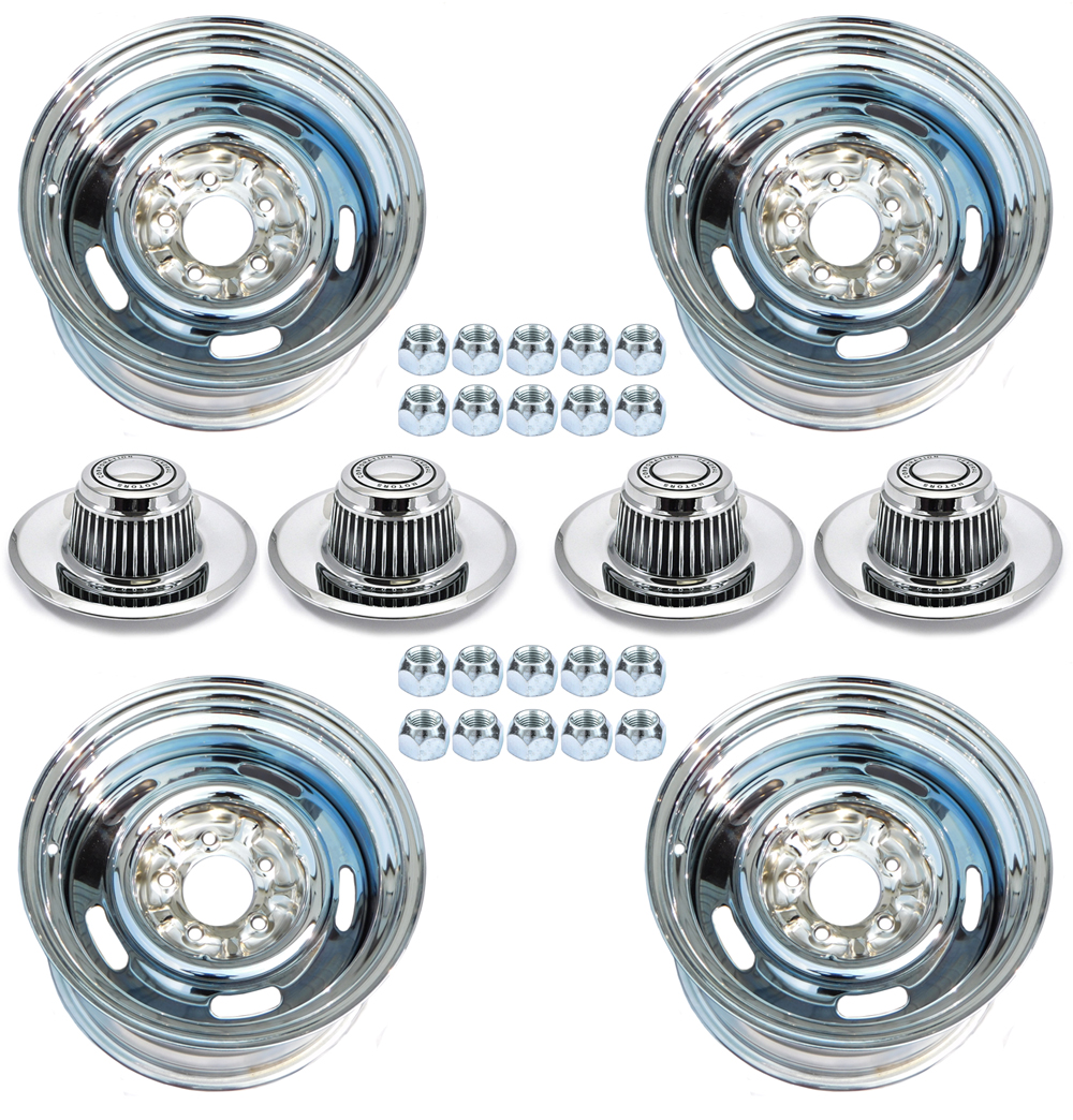 1977 Chevrolet Chevelle/Malibu 15-8 CHROME RALLY WHEEL SET (INCLUDES 4 WHEELS, 4 