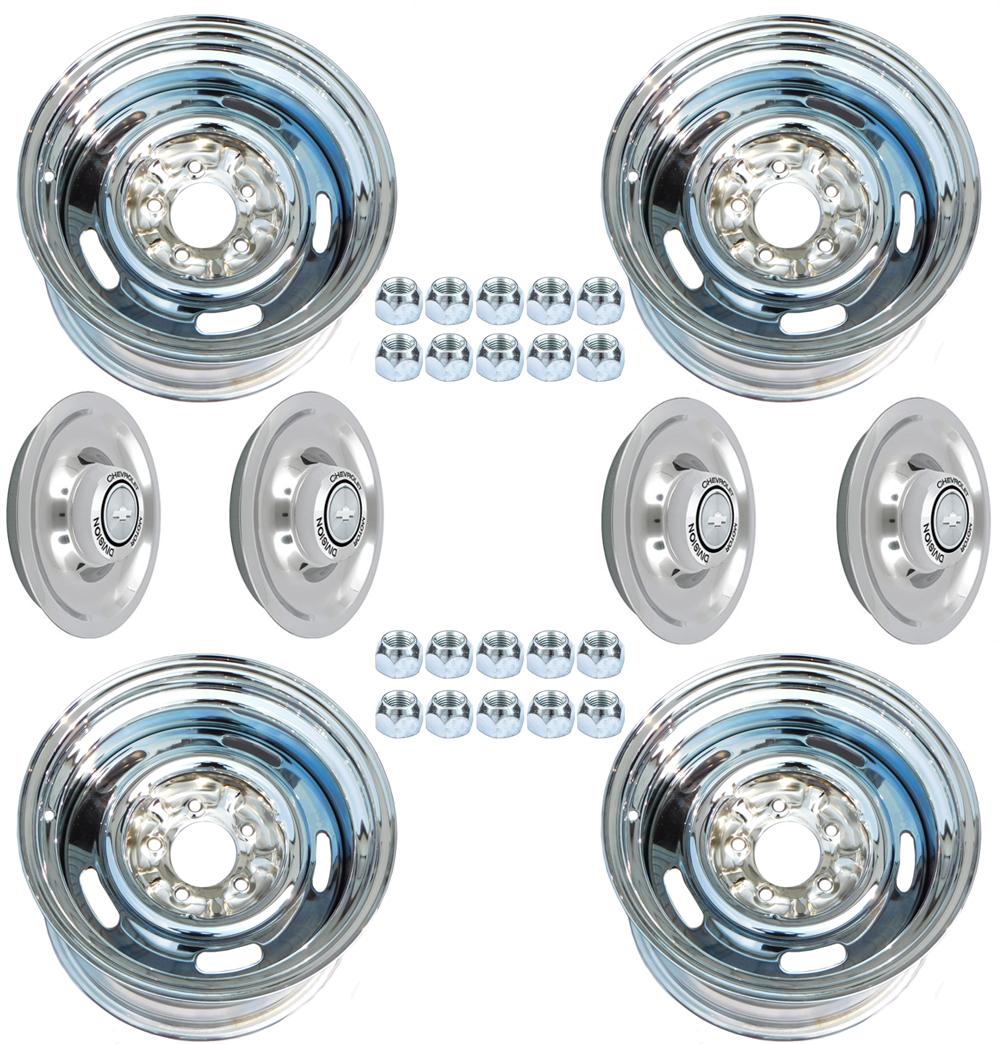1967 Chevrolet El Camino 15-8 CHROME RALLY WHEEL SET (INCLUDES: 4 WHEELS, 4 