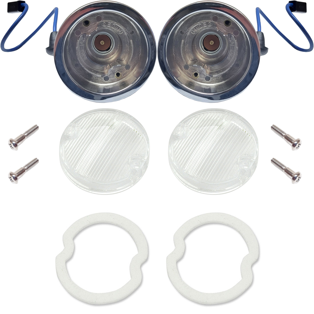 1964 Pontiac GTO/LeMans/Tempest BACKUP LAMP KIT (INCLUDES 2 BACKUP HOUSINGS, 2 LENSES, 2 GASKETS & 4 CHROME SCREWS) | XL9993G
