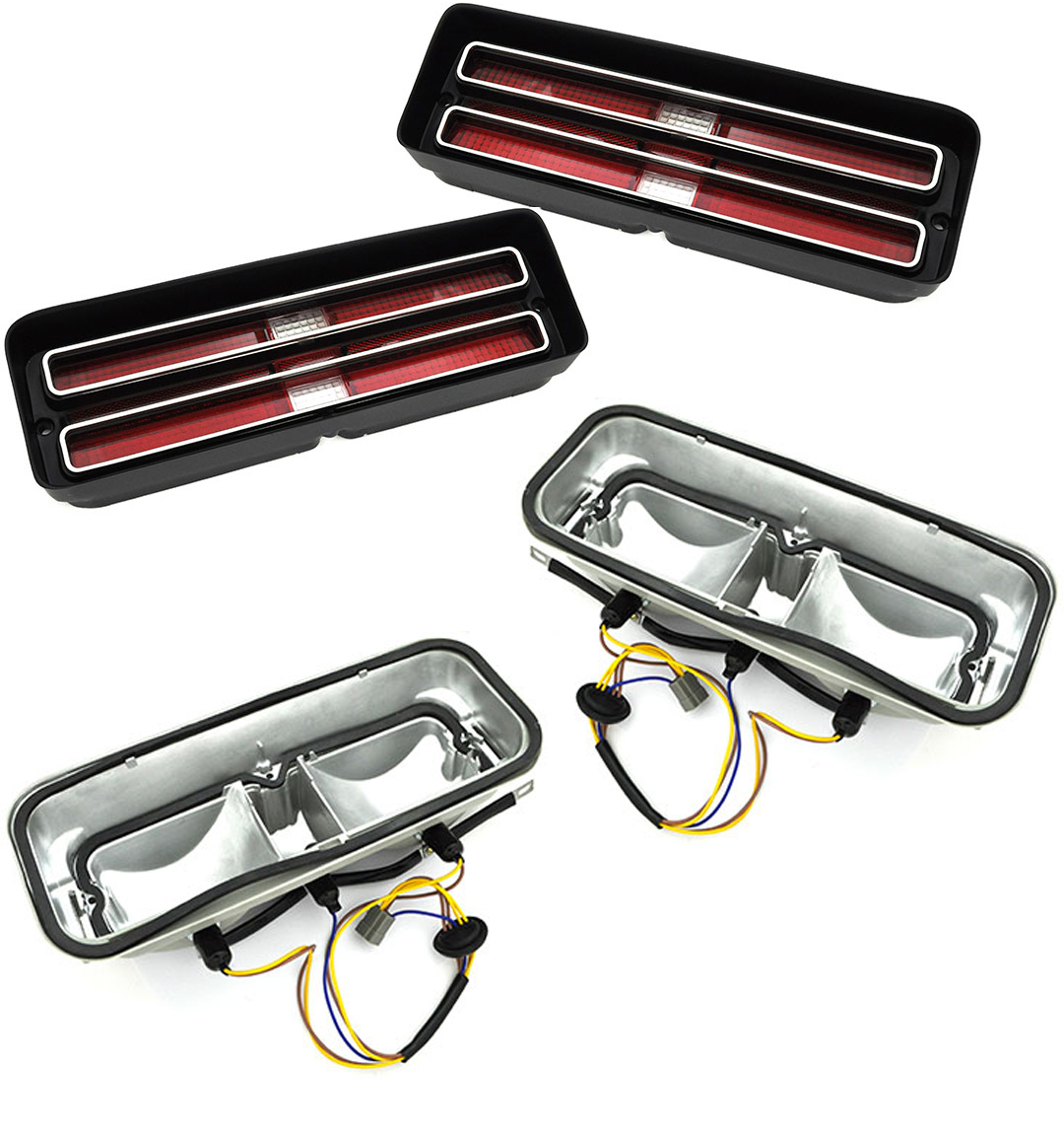 1968 Pontiac GTO/LeMans/Tempest TAIL LAMP LENS & HOUSING KIT GTO ONLY (INCLUDES LH & RH TAIL LAMP LENSES, LH & RH COMPLETE TAIL LAMP HOUSINGS WITH HARDWARE, 1 SET OF TAIL LAMP HOUSING GASKETS & 1 SET OF TAIL LAMP LENS GASKETS) | XL1620G