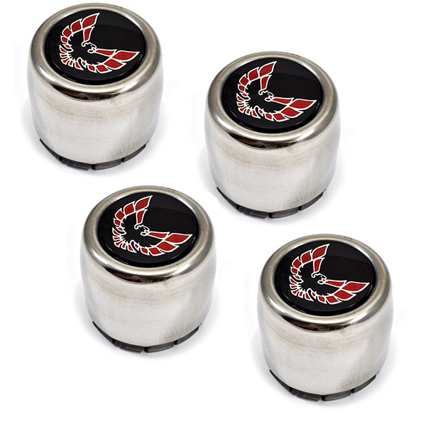 1977 Pontiac Firebird/TransAm STAINLESS SNOWFLAKE CENTER CAP AND RED BIRD EMBLEM REPLACEMENT INSERT GM 527077 - SET OF 4 | WT5523F