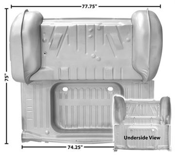 1963 Chevrolet Impala/Caprice/Bel Air COMPLETE TRUNK FLOOR ASSEMBLY WITH SHELF PANEL OVER REAR AXLE (INCLUDES INNER & OUTER WHEEL HOUSINGS) | BP9627P