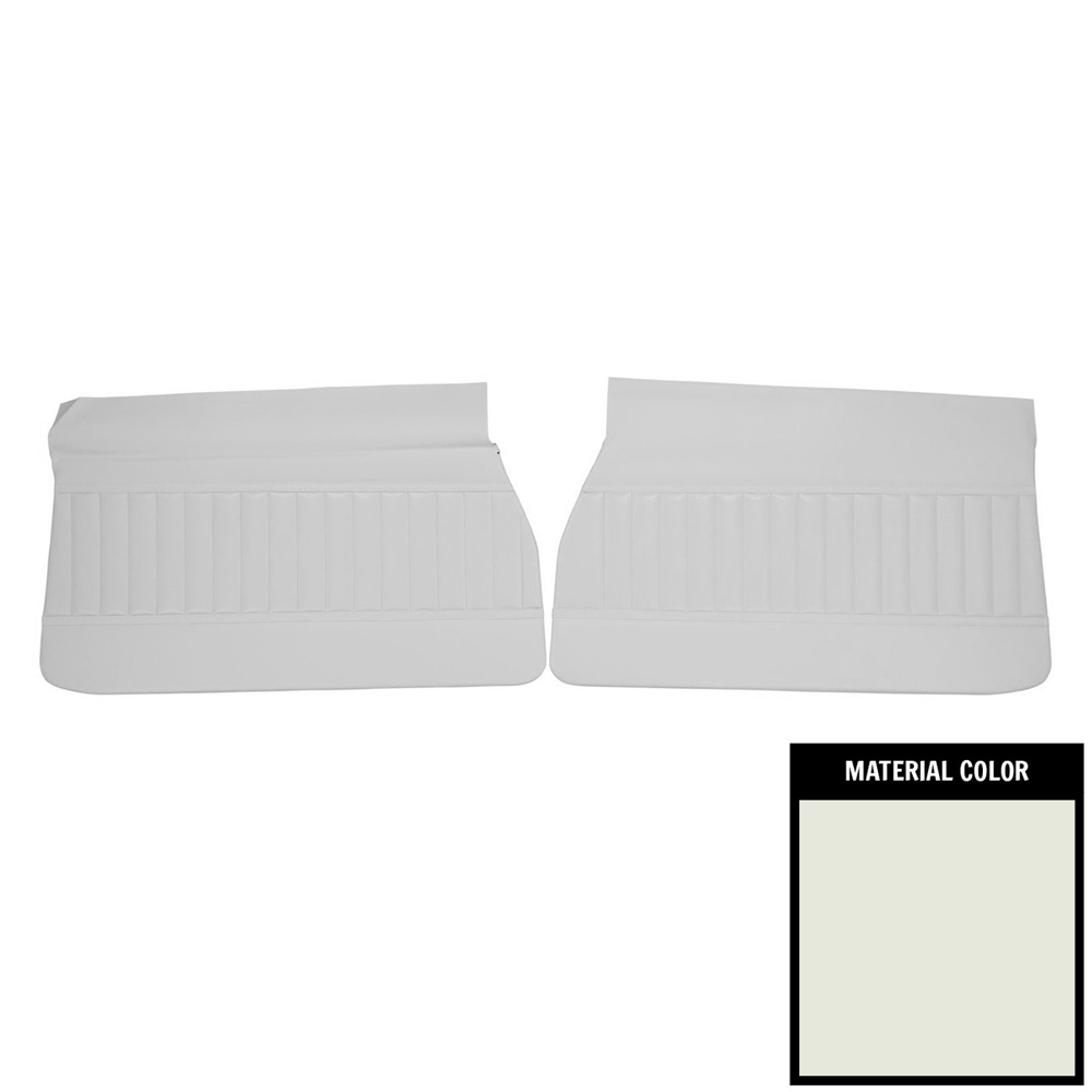 1972 Buick Skylark/GS/Regal/GN FRONT DOOR PANELS CUSTOM WITH HORIZONTAL ACCENT BANDS & VERTICAL PLEATS - FITS ALL 71 & 72 BENCH WITHOUT CENTER ARMREST MODELS ONLY (PUI UNASSEMBLED) WHITE - PR | IN9739S