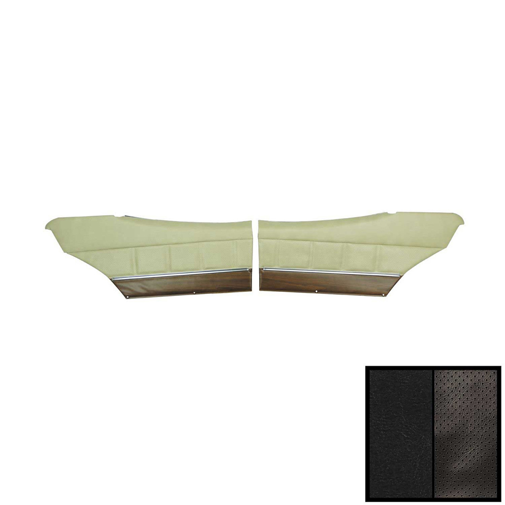 1972 Buick Skylark/GS/Regal/GN REAR QUARTER TRIM PANELS CUSTOM WITH VERTICAL PLEATS & WOODGRAIN - AVAILABLE ON BUCKET SEAT & BENCH WITH CENTER ARMREST MODELS (PUI ASSEMBLED) COUPE - PR | IN9740S
